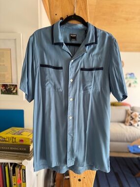 NWT Todd Snyder Men's Light Blue Bowling Shirt (M)